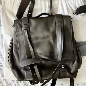 All saints olove Brown Leather convertible  Backpack with shoulder strap medium